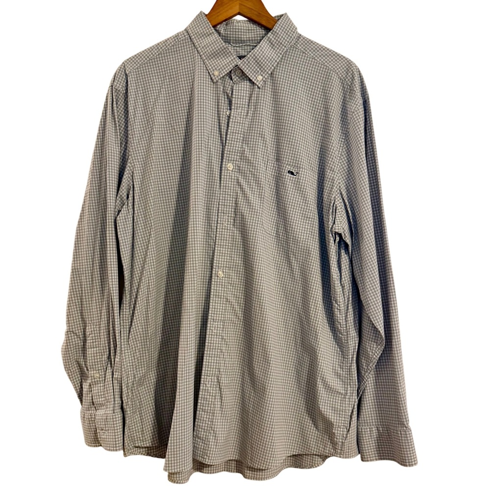 Vineyard Vines Performance Classic Fit Tucker Shirt Gingham Whale Logo Men 2XL